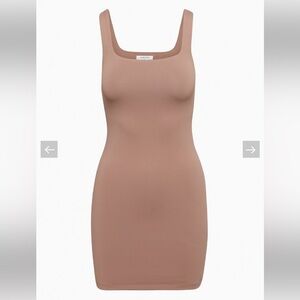 Aritzia Contour Squareneck Mini Dress- deep taupe